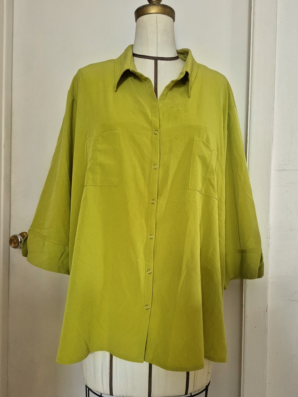 Lime Green Oversized 3X Button-Up Shirt